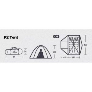 Палатка Naturehike P-Series NH18Z022-P 210T двухместная, темно-зеленая, 6927595783627 [NATUREHIKE]